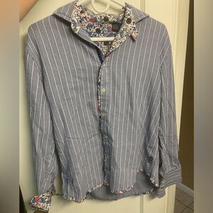 RARE English Laundry x John Lennon Inspired Blue Checkered & Floral Button Down